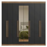 Guarda-roupa Casal 8 Portas Batentes Com Espelho Netuno Madesa Rustic/preto - 10