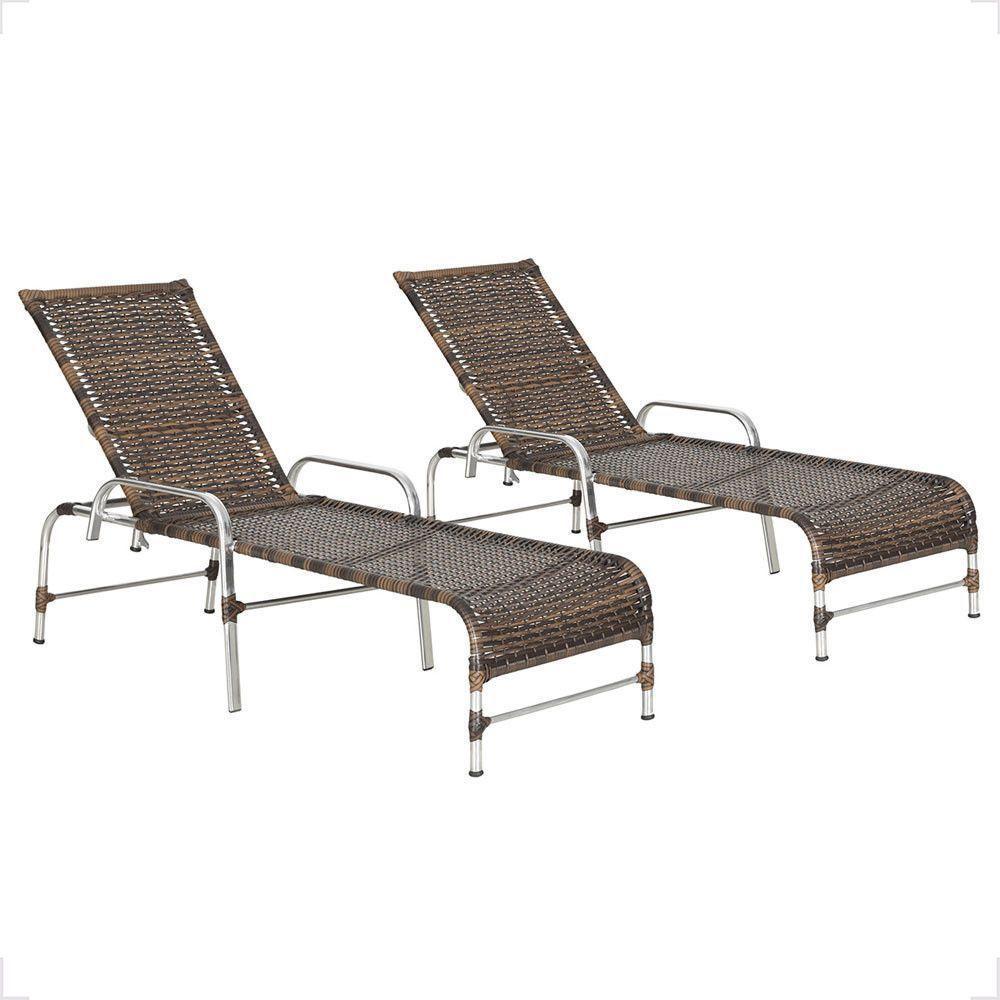 2 Espreguiçadeiras Reclinável Catar, Alumínio Polido E Fibra Argila - 1