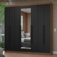 Guarda-roupa Casal 8 Portas Batentes Com Espelho Netuno Madesa Rustic/preto - 1