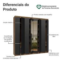 Guarda-roupa Casal 8 Portas Batentes Com Espelho Netuno Madesa Rustic/preto