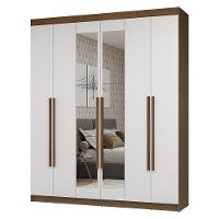 Guarda-roupa Casal 6 Portas Batentes Com Espelho Netuno Madesa Rustic/branco - 2
