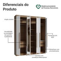 Guarda-roupa Casal 6 Portas Batentes Com Espelho Netuno Madesa Rustic/branco