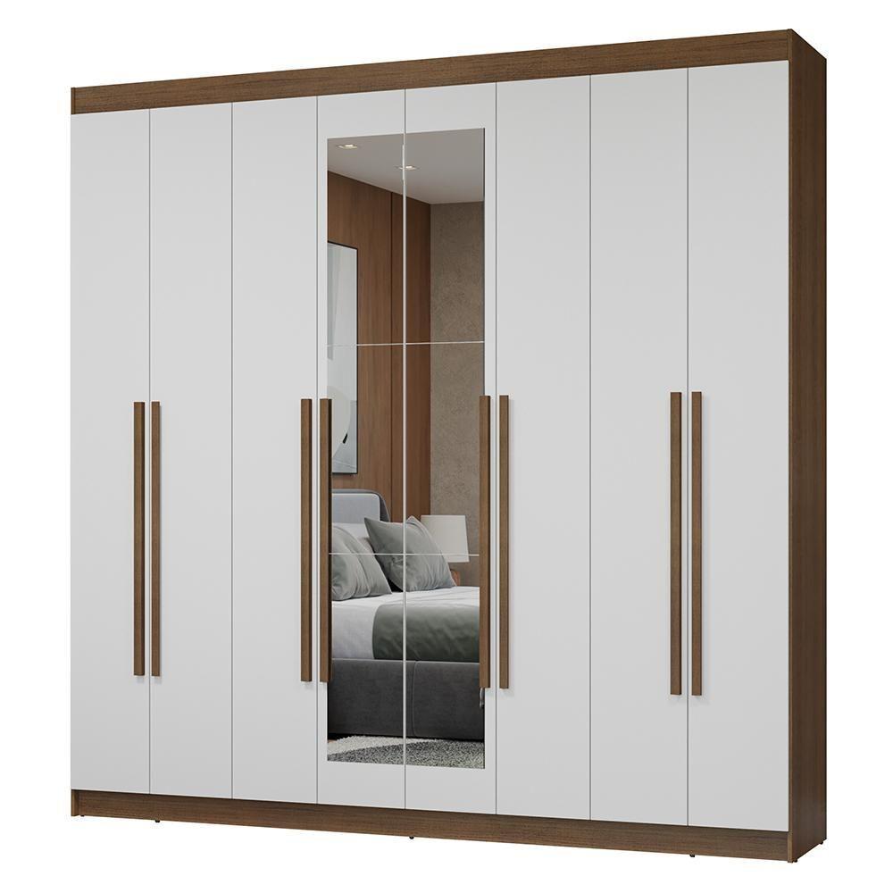 Guarda-roupa Casal 8 Portas Batentes Com Espelho Netuno Madesa Rustic/branco - 2