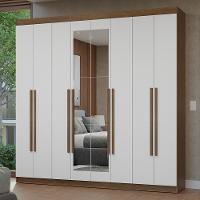 Guarda-roupa Casal 8 Portas Batentes Com Espelho Netuno Madesa Rustic/branco - 1
