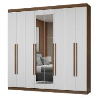 Guarda-roupa Casal 8 Portas Batentes Com Espelho Netuno Madesa Rustic/branco - 2