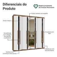 Guarda-roupa Casal 8 Portas Batentes Com Espelho Netuno Madesa Rustic/branco