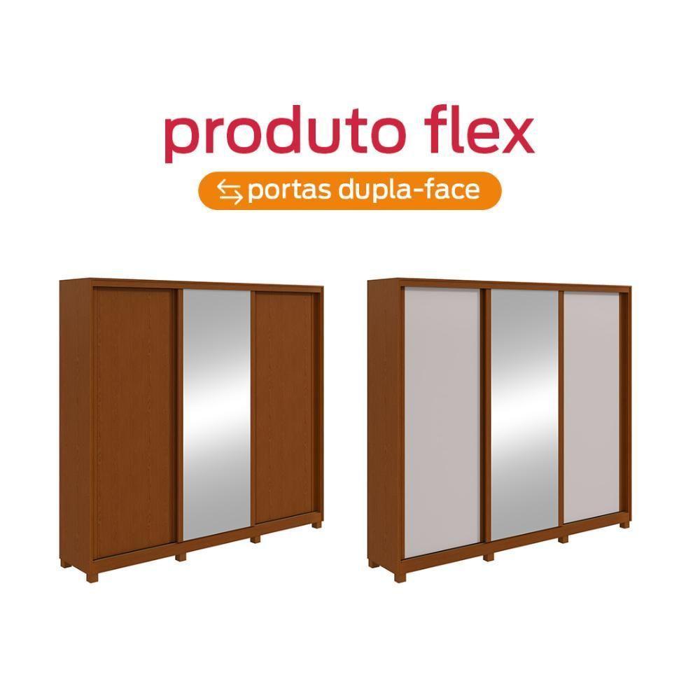 Guarda-roupa Casal 3 Portas 100% Mdf Gaia Com Espelho E Pés Frassino/off White - 5