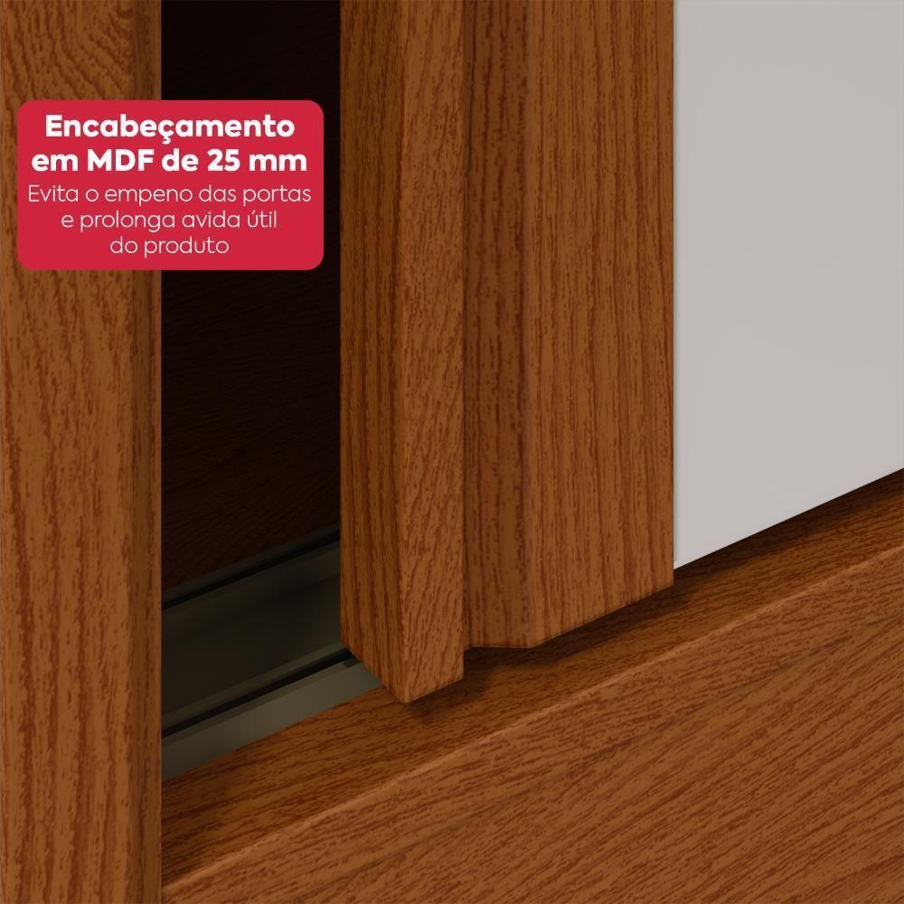Guarda-roupa Casal 3 Portas 100% Mdf Gaia Com Espelho E Pés Frassino/off White - 9