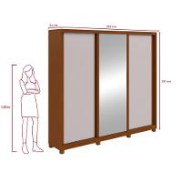 Guarda-roupa Casal 3 Portas 100% Mdf Gaia Com Espelho E Pés Frassino/off White - 3