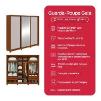 Guarda-roupa Casal 3 Portas 100% Mdf Gaia Com Espelho E Pés Frassino/off White - 6