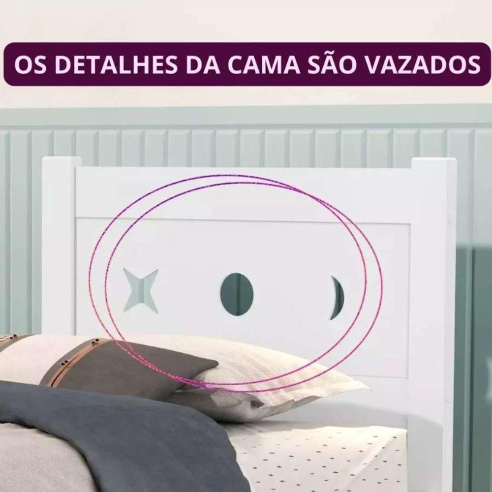 Cama Solteiro Padrão 100% Mdf Decorativa Resistente Estrado Madeira Branco - 2