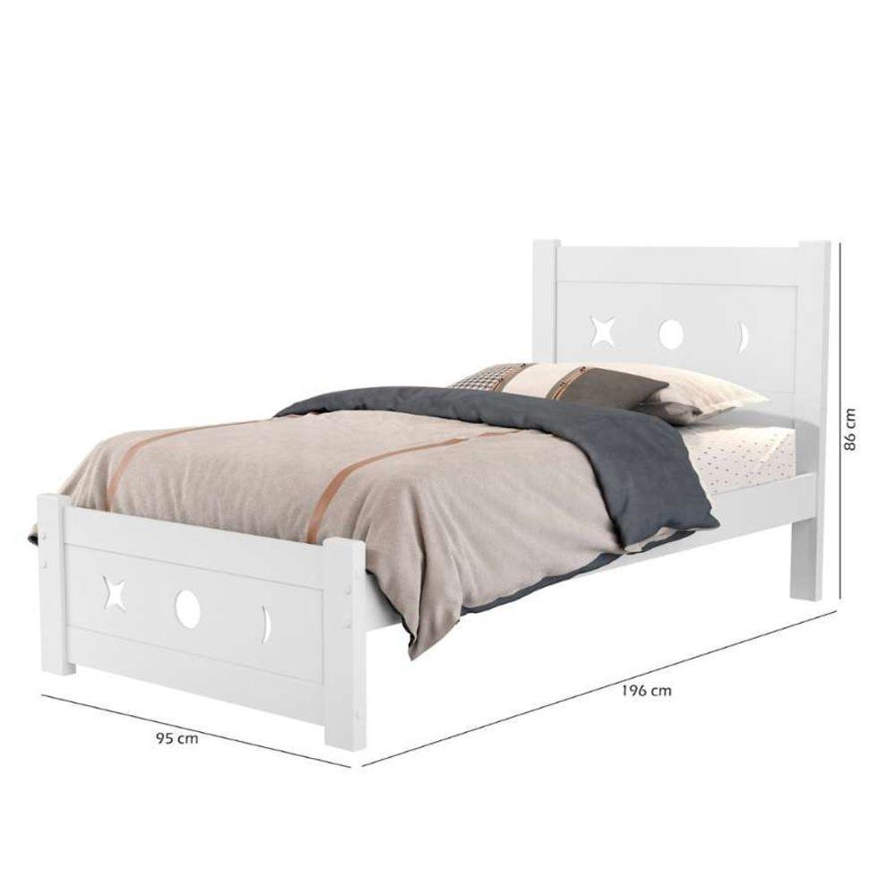 Cama Solteiro Padrão 100% Mdf Decorativa Resistente Estrado Madeira Branco - 5