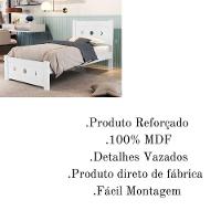 Cama Solteiro Padrão 100% Mdf Decorativa Resistente Estrado Madeira Branco - 3