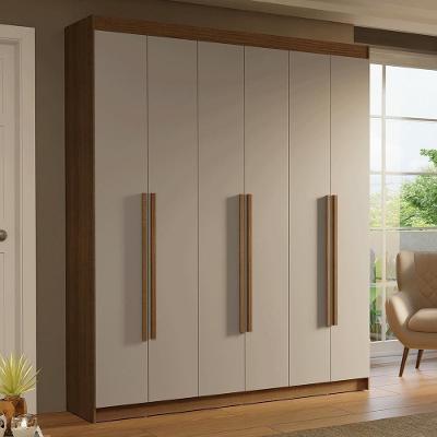 Guarda Roupa Casal Saturno 6 Portas Batentes 4 Gavetas Rustic-Crema-Rustic Madesa