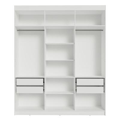 Guarda Roupa Casal Netuno 6 Portas Batentes 4 Gavetas Branco-Preto-Preto Madesa