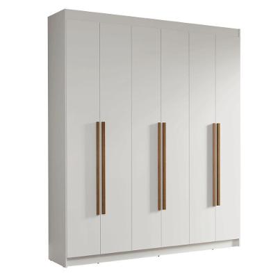 Guarda Roupa Casal Venus 6 Portas Batentes 4 Gavetas Branco-Branco-Rustic Madesa