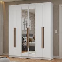 Guarda-roupa Casal 6 Portas Batentes Com Espelho Netuno Madesa Branco/rustic - 1