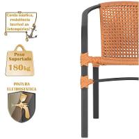 02 Cadeiras Floripa E Mesa Roma 100cm Preta Trama Original Terra Cota