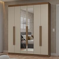 Guarda-roupa Casal 6 Portas Batentes Com Espelho Netuno Madesa Rustic/crema - 1