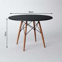 Mesa Redonda 90cm Com 4 Cadeiras Eames Eiffel Pés De Madeira Preta - 9