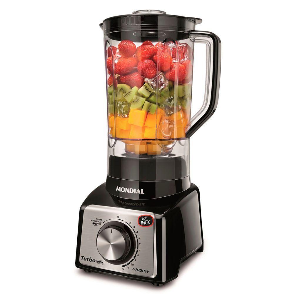 Liquidificador Turbo Mondial Black Inox L-1000 Bi Liquidificador-220v-preto/inox - 1