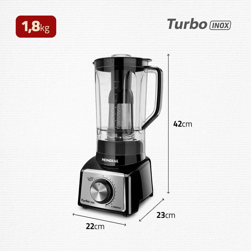 Liquidificador Turbo Mondial Black Inox L-1000 Bi Liquidificador-220v-preto/inox - 2
