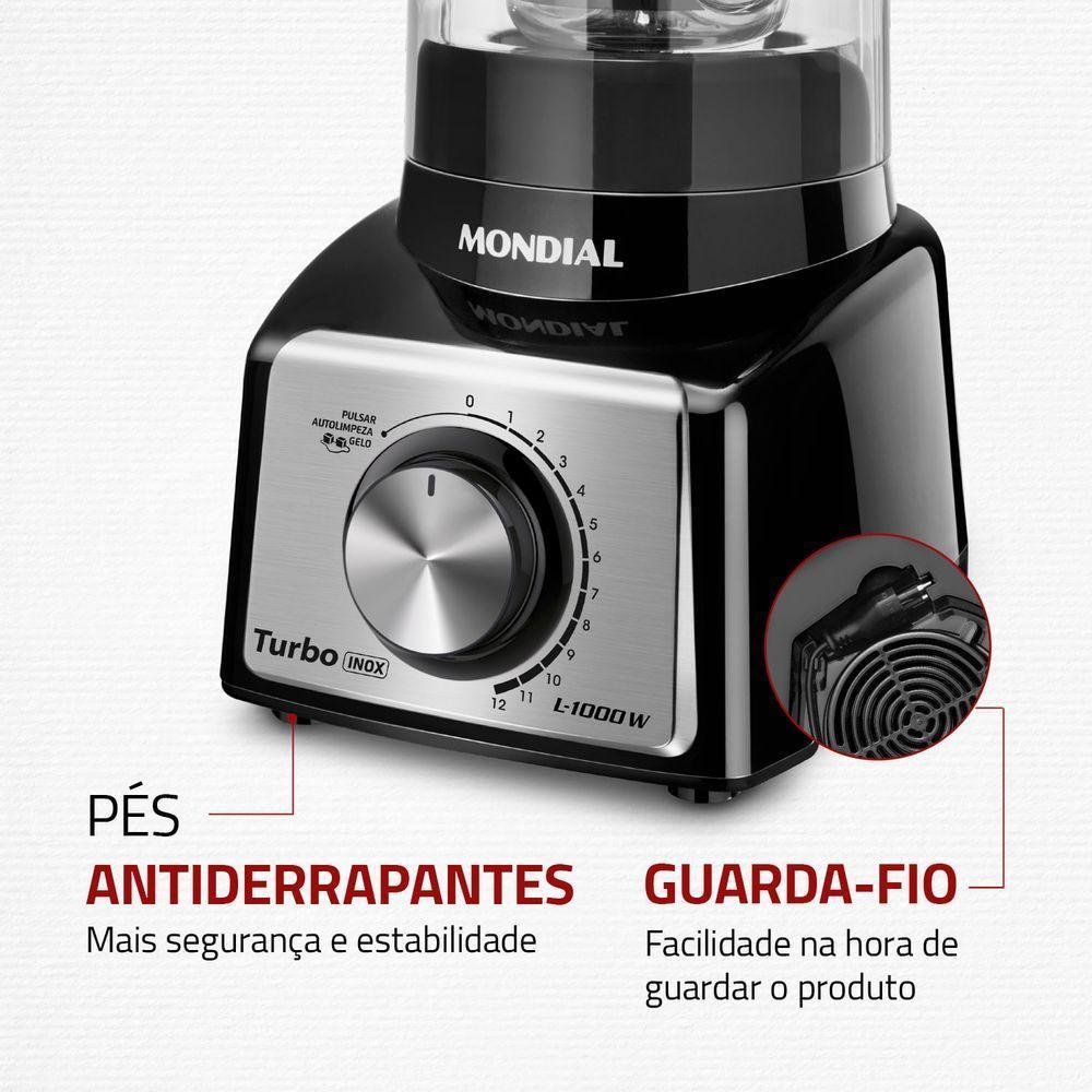 Liquidificador Turbo Mondial Black Inox L-1000 Bi Liquidificador-220v-preto/inox - 3