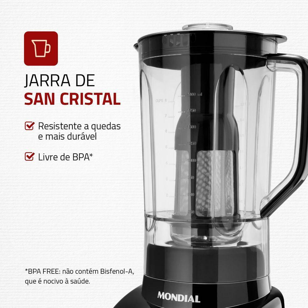 Liquidificador Turbo Mondial Black Inox L-1000 Bi Liquidificador-220v-preto/inox - 5