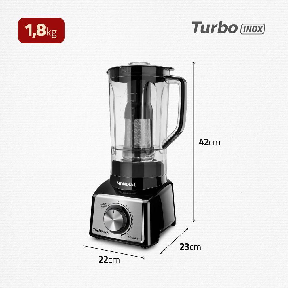 Liquidificador Turbo Mondial Black Inox L-1000 Bi Liquidificador-220v-preto/inox - 7
