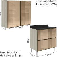 Armario Aereo E Balcao Em Vidro 2p 2g 80 Cm Mdf Kali Bianco Toq Nicioli - 3