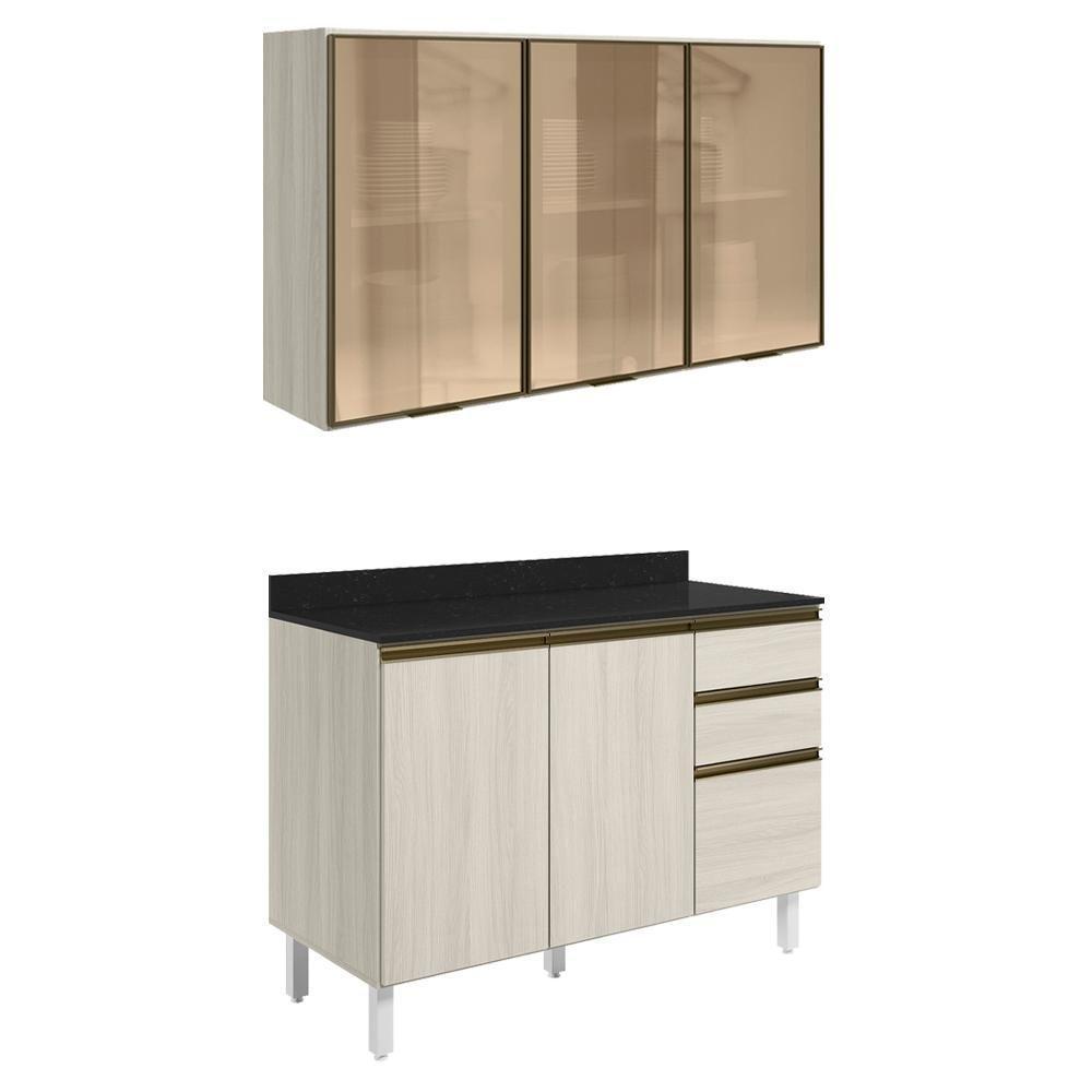 Armario Aereo Vidro Balcao Tampo Mdf Kali Bianco Toq Bianco Toq Nicioli - 1