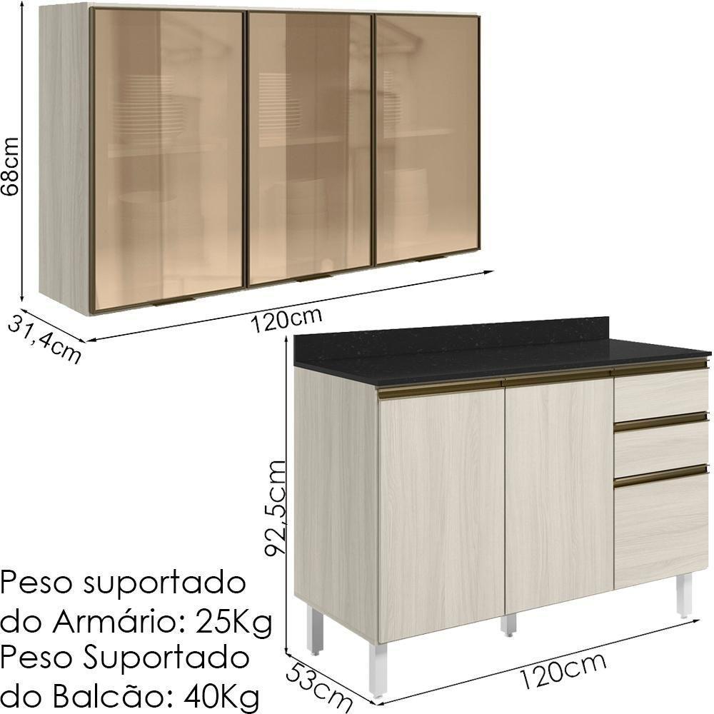 Armario Aereo Vidro Balcao Tampo Mdf Kali Bianco Toq Bianco Toq Nicioli - 3