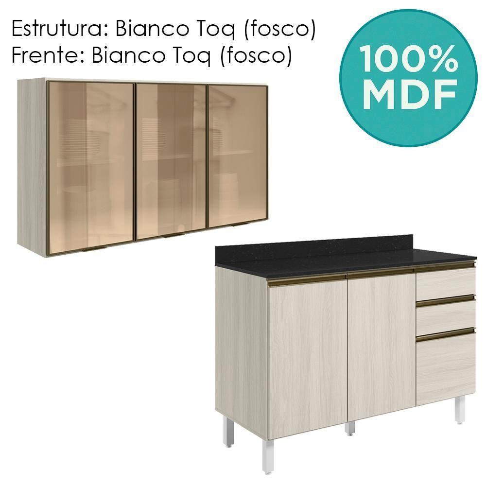 Armario Aereo Vidro Balcao Tampo Mdf Kali Bianco Toq Bianco Toq Nicioli - 4