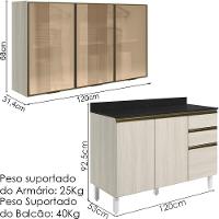 Armario Aereo Vidro Balcao Tampo Mdf Kali Bianco Toq Bianco Toq Nicioli - 3