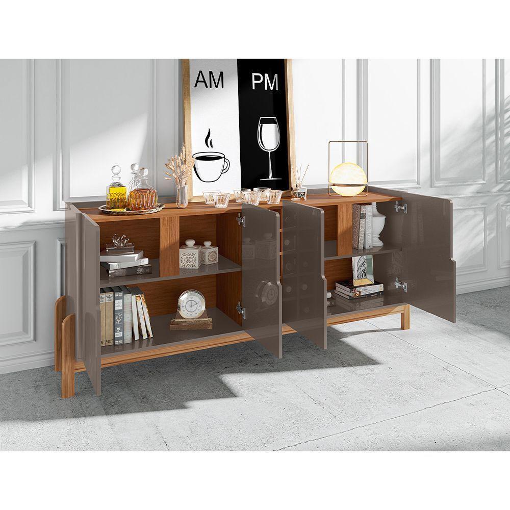 Balcão Buffet Lizz Com 4 Portas E Adega 1,90 Cinza Pérola/cedro - 2