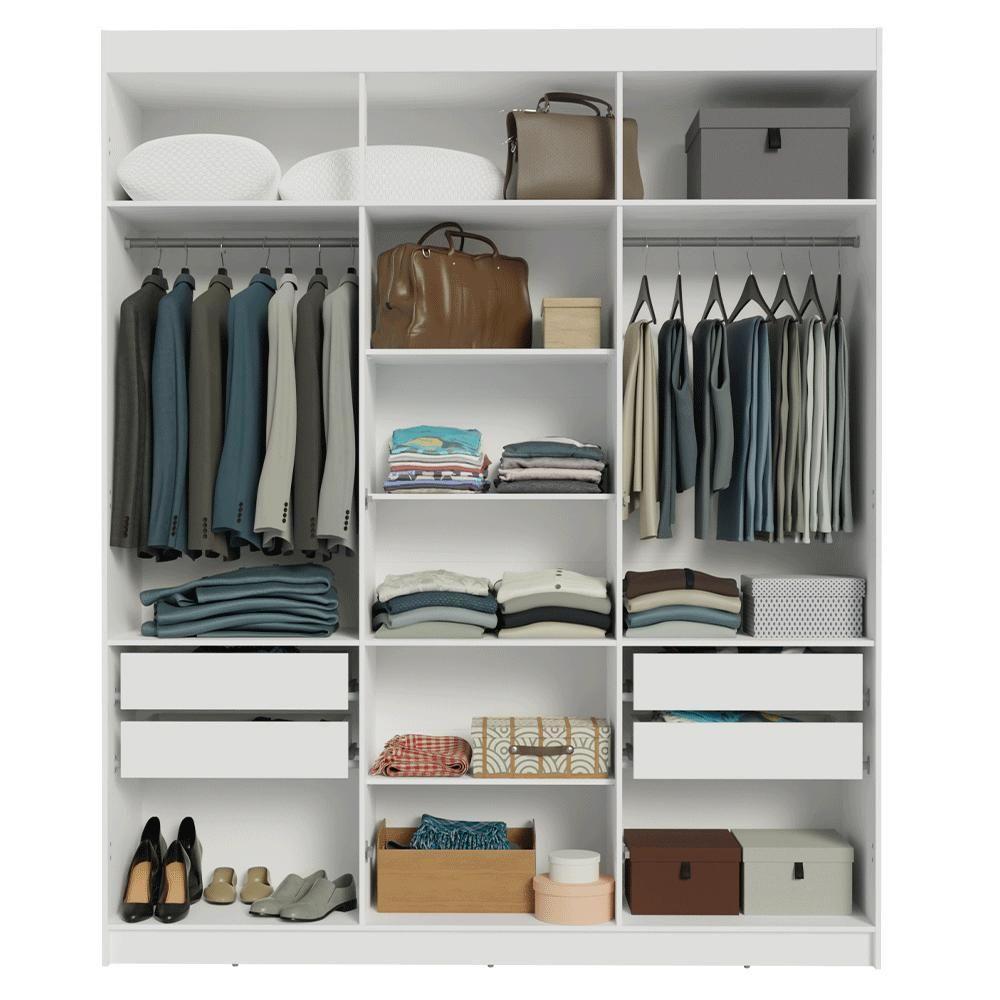 Guarda-roupa Casal 6 Portas Batentes Com Espelho Netuno Madesa Branco/preto - 9