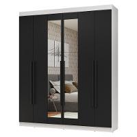 Guarda-roupa Casal 6 Portas Batentes Com Espelho Netuno Madesa Branco/preto - 2