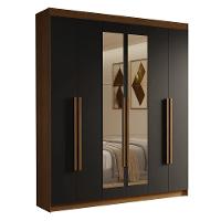 Guarda-roupa Casal 6 Portas Batentes Com Espelho Saturno Madesa Rustic/preto - 2
