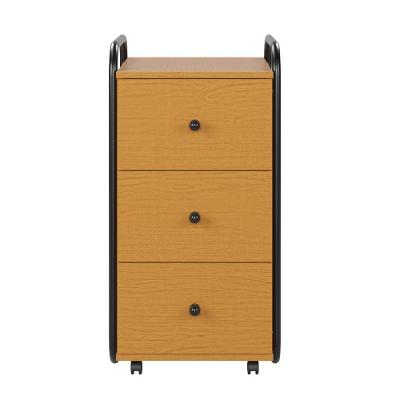 Gaveteiro Cômoda Organizadora Industrial 3 Gavetas Com Rodízio Criare Puxadores De Ferro Nature