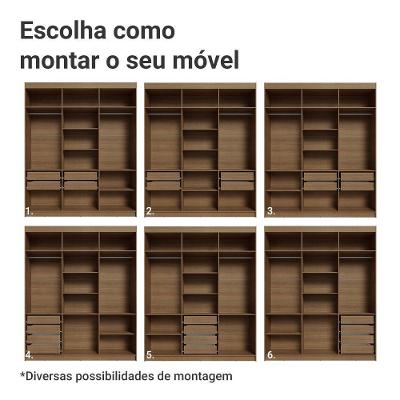 Guarda-roupa Casal 6 Portas Batentes Madesa Rustic/branco