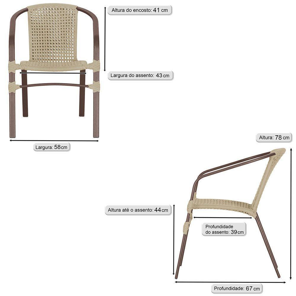 04 Cadeiras Floripa Alumínio Pintura Marrom Trama Original Rami - 2