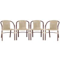 04 Cadeiras Floripa Alumínio Pintura Marrom Trama Original Rami - 1