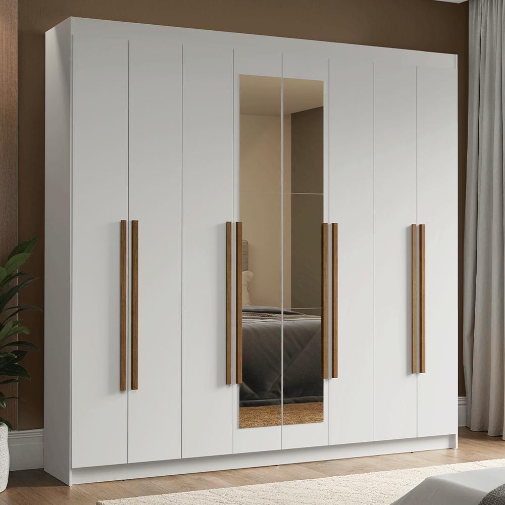 Guarda-roupa Casal 8 Portas Batentes Com Espelho Venus Madesa Branco/rustic - 1