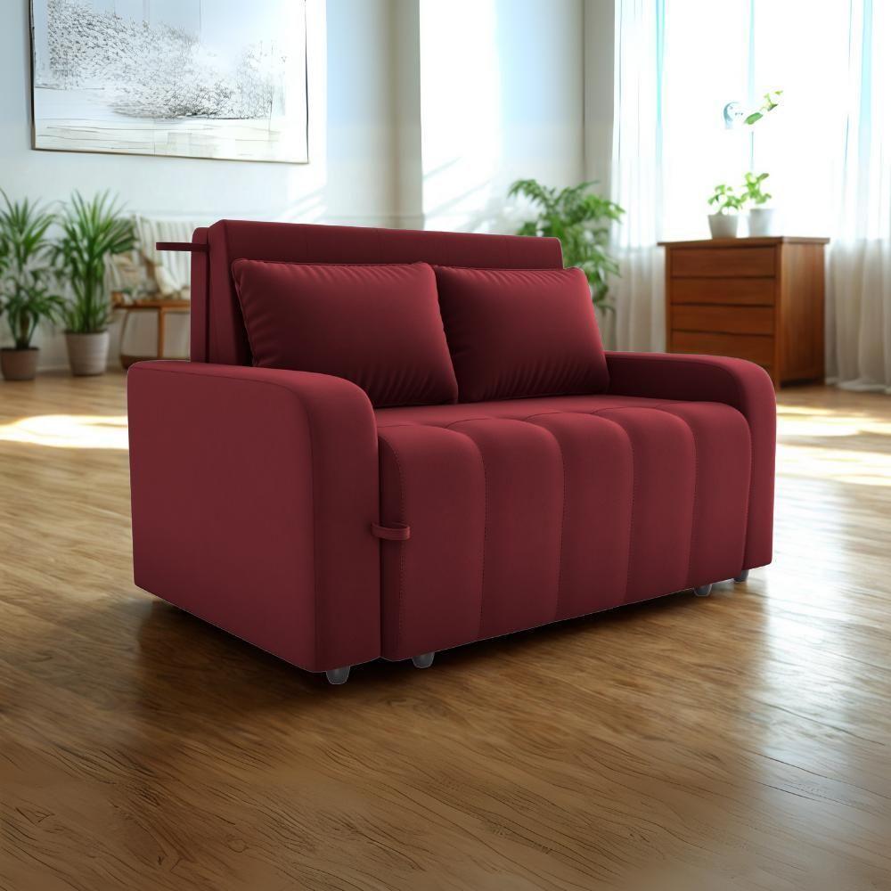 Sofa Cama 2 Lugares 138 Cm Amora New Veludo E432 Vermelho Milani Store Vermelho - 8
