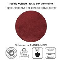 Sofa Cama 2 Lugares 138 Cm Amora New Veludo E432 Vermelho Milani Store Vermelho - 6