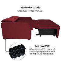 Sofa Cama 2 Lugares 138 Cm Amora New Veludo E432 Vermelho Milani Store Vermelho - 7