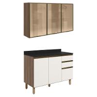 Armario Aereo Vidro Balcao Tampo Mdf Kali Carvalho Toq Off White Cetim Nicioli - 1