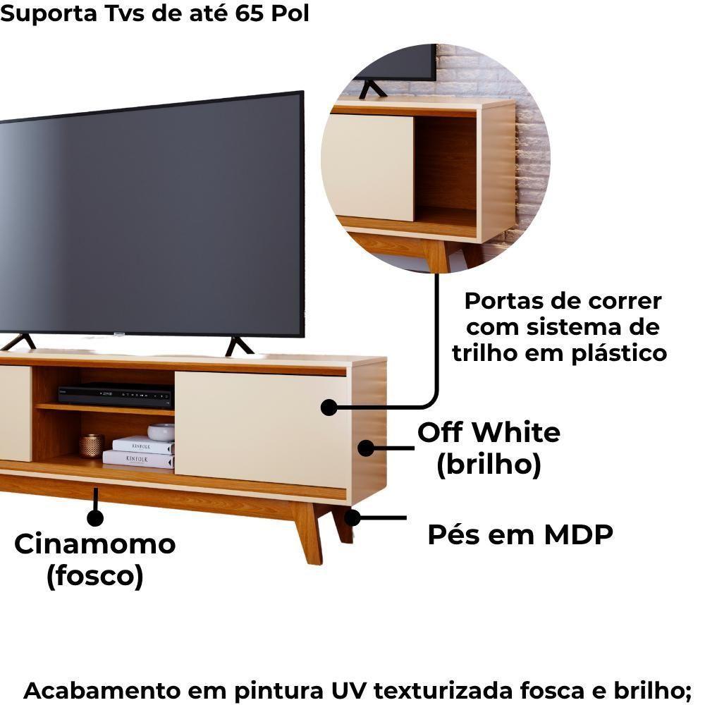 Rack Bancada Tv 65 Pol 2p 164 Cm Atlas Cinamomo Off White Madetec Cinamomo Off White - 6