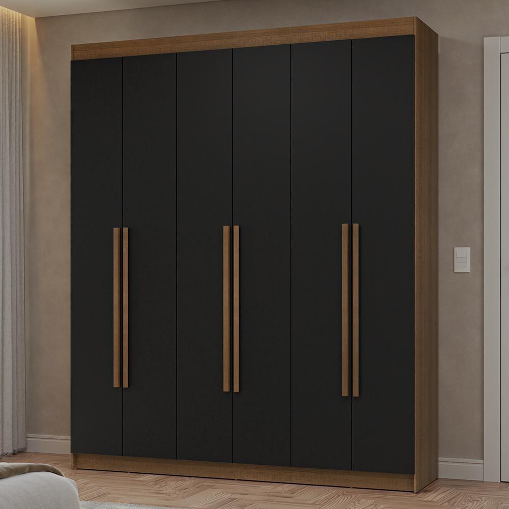 Guarda-roupa Casal 6 Portas Batentes Netuno Madesa Rustic/preto - 1