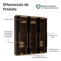 Guarda-roupa Casal 6 Portas Batentes Netuno Madesa Rustic/preto